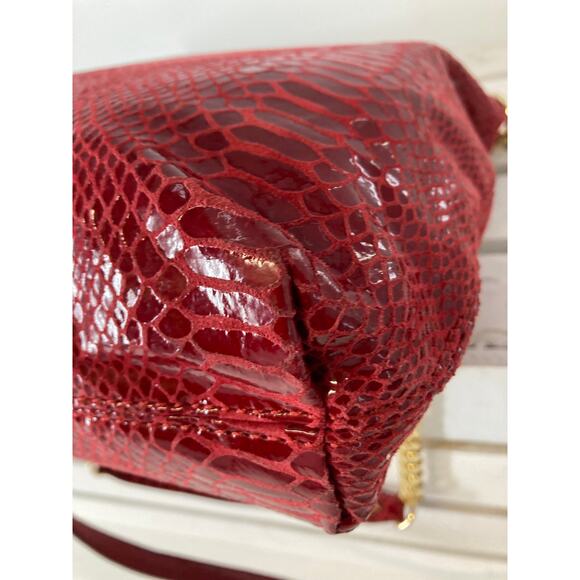 MICHAEL KORS, MEDIUM RED ANIMAL PRINT LEATHER CROSSBODY BAG - Picture 6 of 14